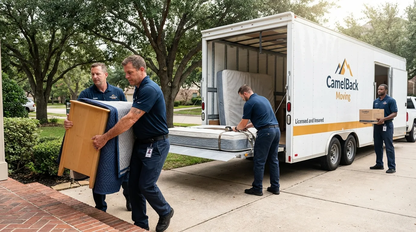 Crew loading residential truck for cross-state move from Sainte Genevieve, MO