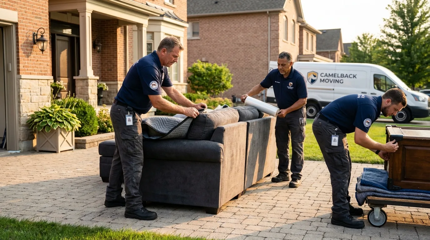 Large estate moving crew wrapping furniture in Sainte Genevieve, MO