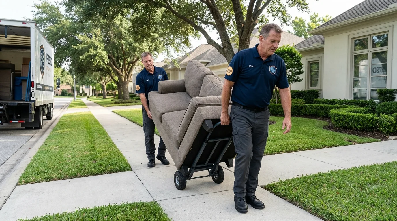 Local residential moving crew loading furniture in Sainte Genevieve, MO
