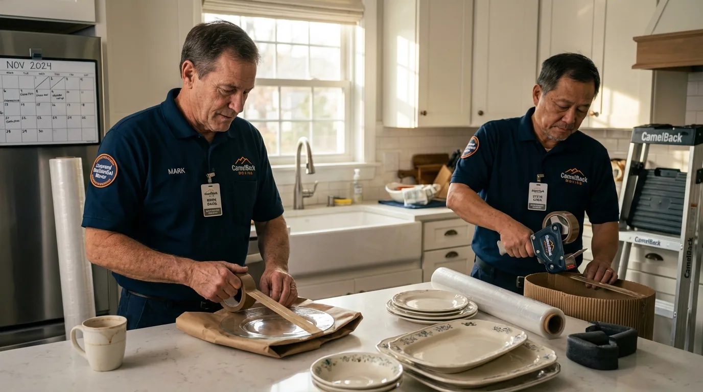 Professional crew packing kitchen dishware in Sainte Genevieve, MO